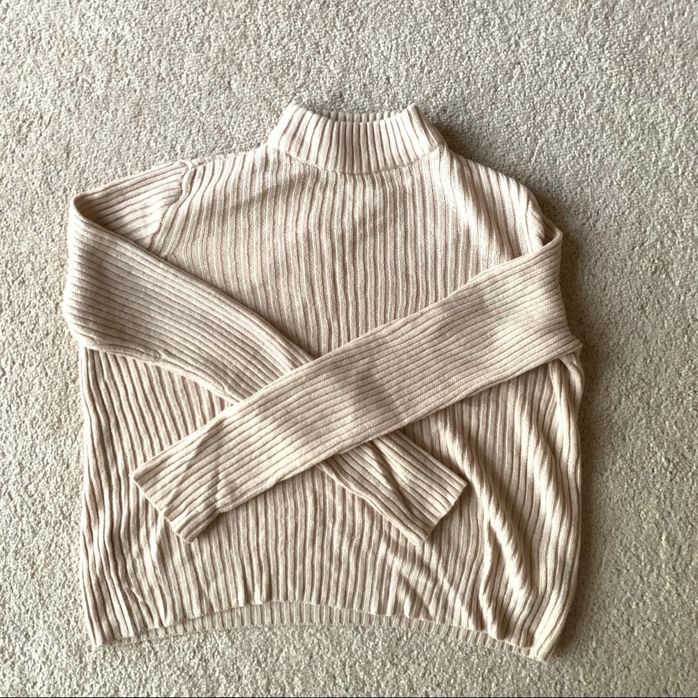 Pastel pink turtleneck / mock neck sweater